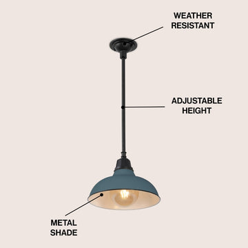 Jasper 12.25" Farmhouse Industrial Indoor/Outdoor Iron LED Pendant